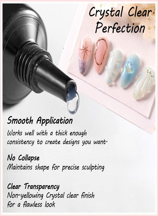 MUSILAN 2PCS 3D Nail Sculpting Gel Nail Art Glue for Nail Art Designs DIY Clear Builder Craving Sculpting Molding Gel for 3D Acrylic Nail Drawing & Painting - Image 4